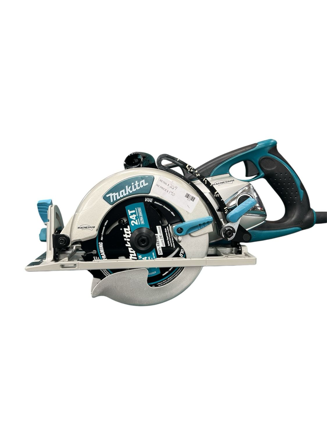 Makita 15 Amp 7-1/4 in. Corded Lightweight Magnesium Hypoid Circular Saw with built in fan and 24T Carbide blade 5377MG