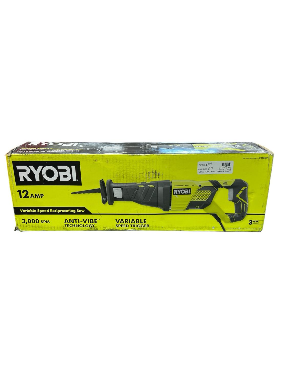 RYOBI 12 Amp Corded Reciprocating Saw RJ186V .