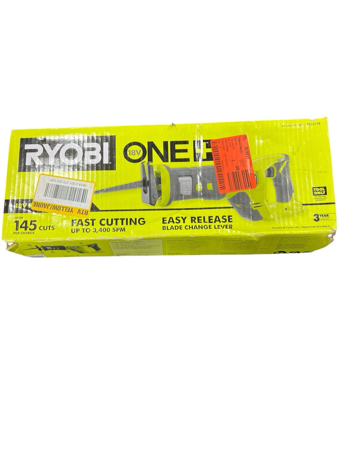 RYOBI ONE+ 18V Cordless Reciprocating Saw (Tool Only) PCL515B ..