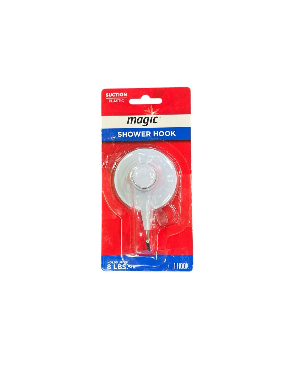 Magic Shower and Bathtub Suction Hook in White/ Metal 3023