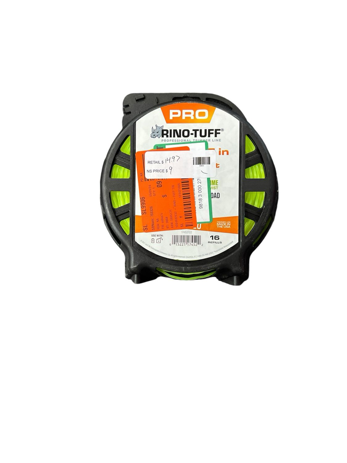 Rino-Tuff Universal Fit .095 in. x 250 ft. Pro Twisted Line for Gas and Select Cordless String Grass Trimmer/Lawn Edger 17452 ..