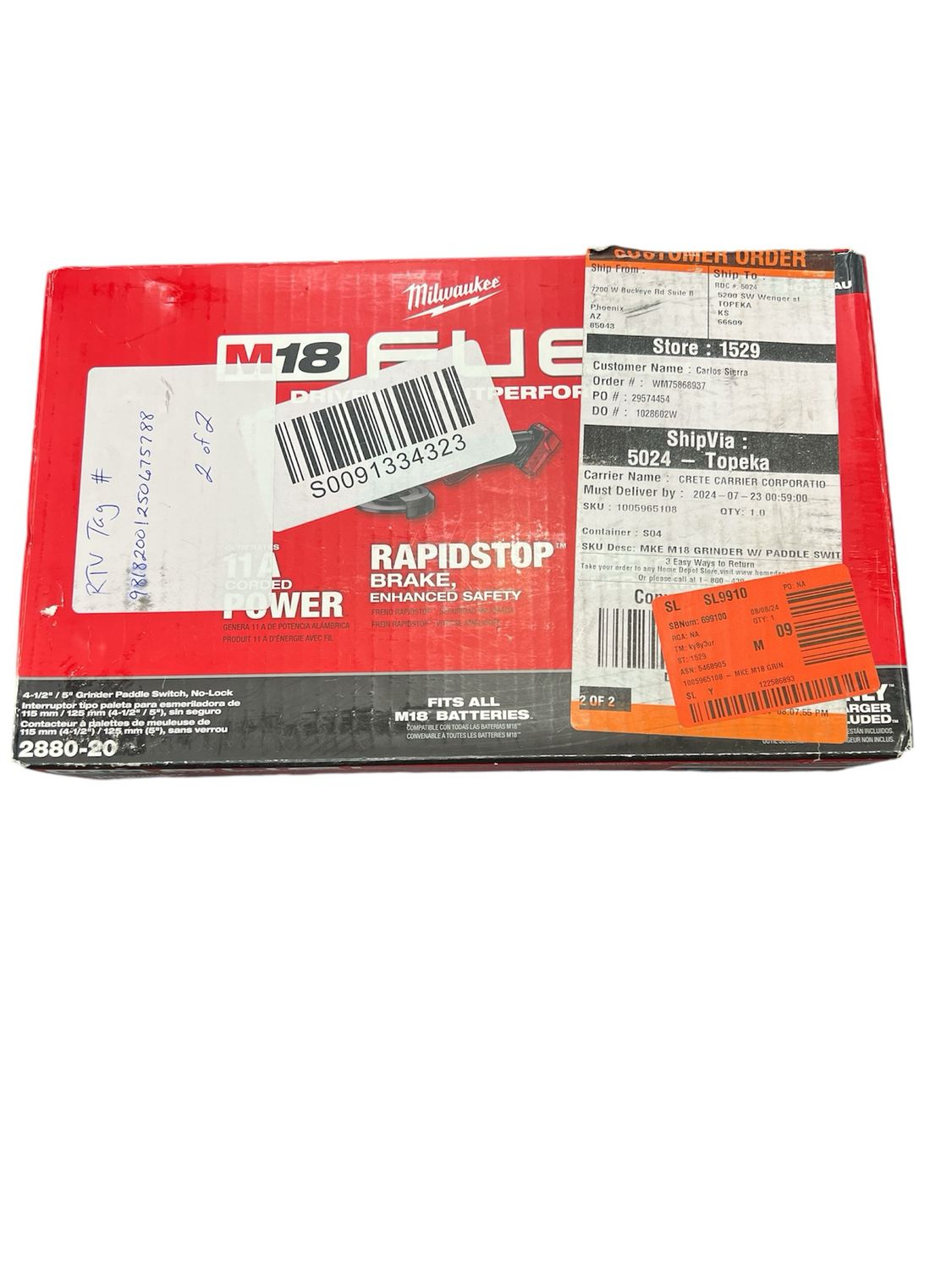 Milwaukee M18 FUEL 18V Lithium-Ion Brushless Cordless 4-1/2 in./5 in. Grinder w/Paddle Switch (Tool-Only) 2880-20 . .