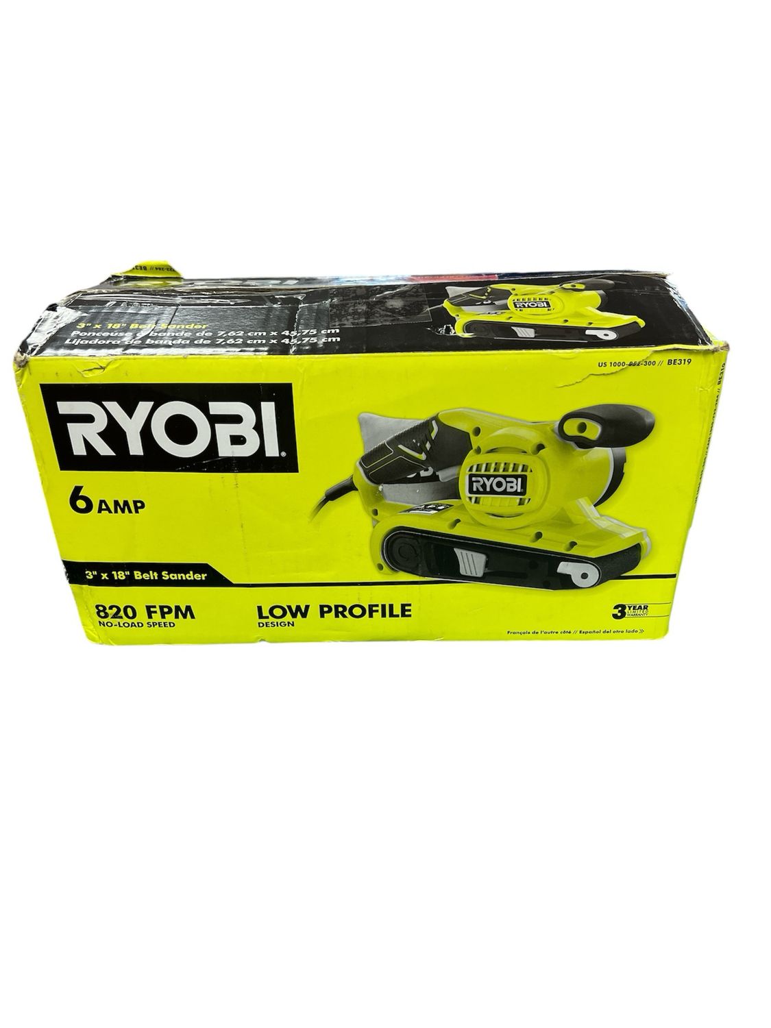 Ryobi 6 Amp Corded 3 in.W x 18 in.L Portable Belt Sander BE319