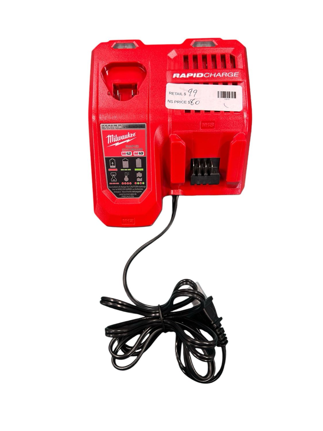 Milwaukee M12 and M18 12-Volt/18-Volt Lithium-Ion Multi-Voltage Rapid Battery Charger 48-59-1808 .