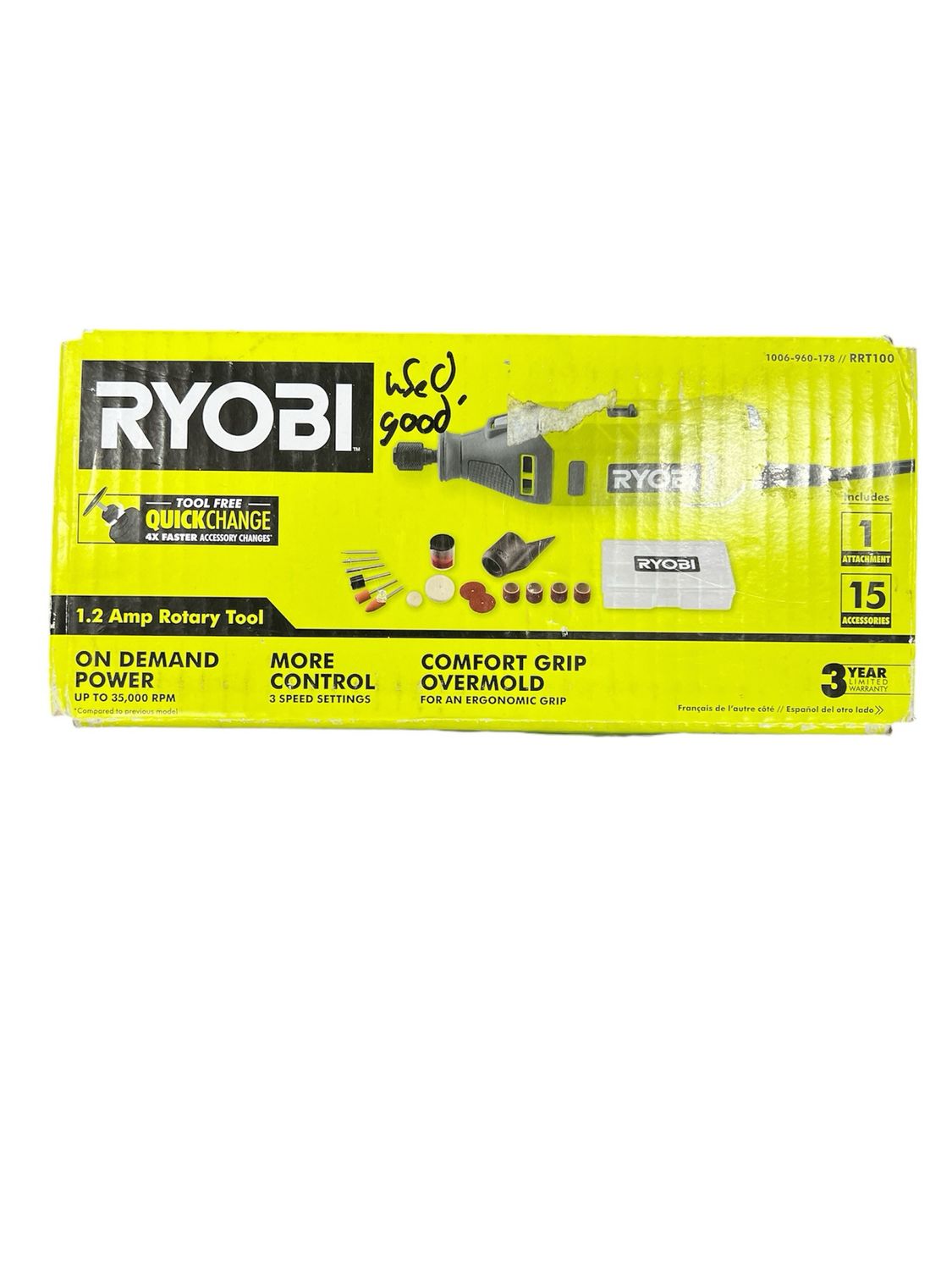 Ryobi 1.2 Amp Corded Rotary Tool RRT100.