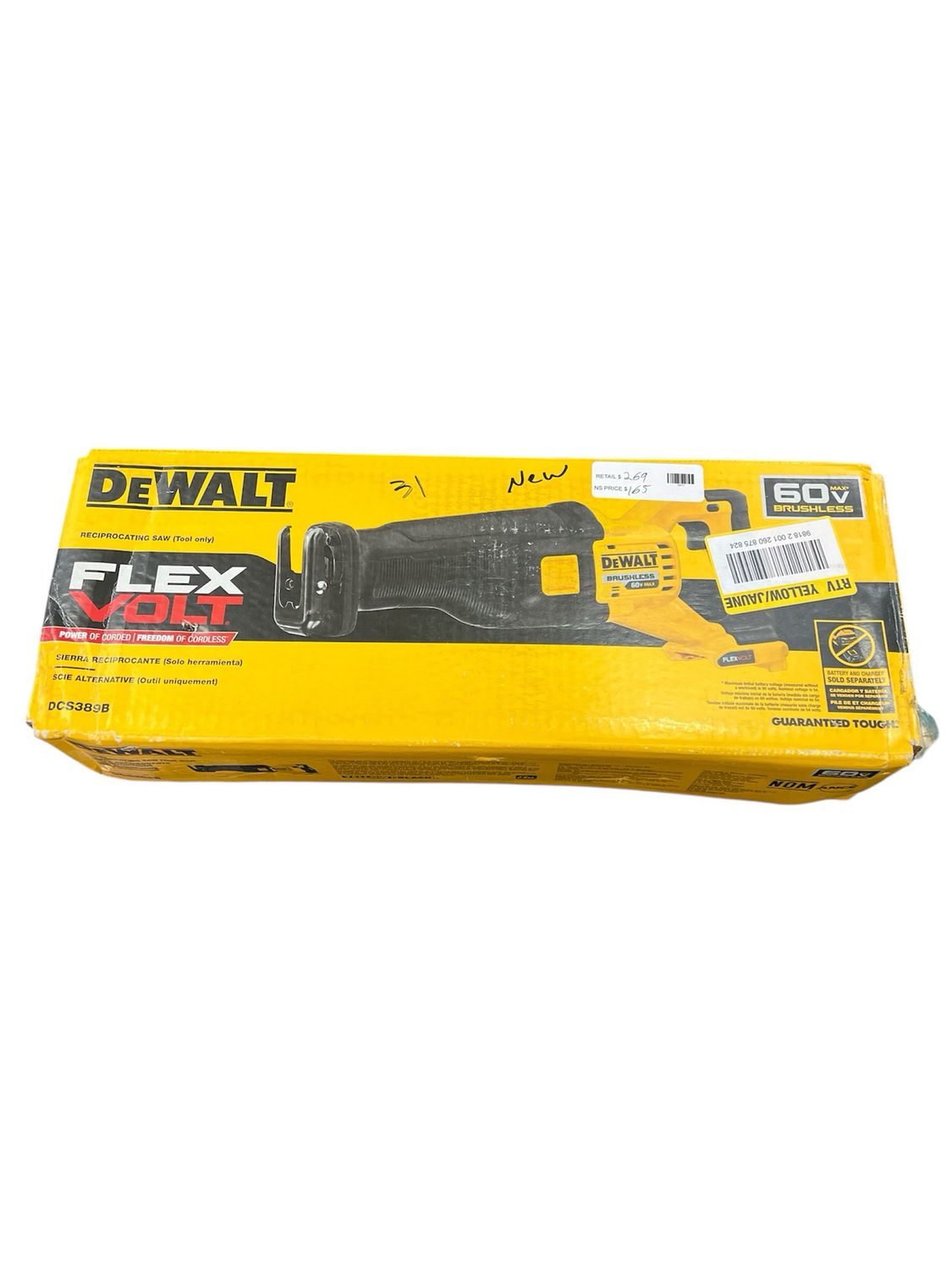 Dewalt FLEXVOLT 60V MAX Cordless Brushless Reciprocating Saw (Tool Only) DCS389B ..