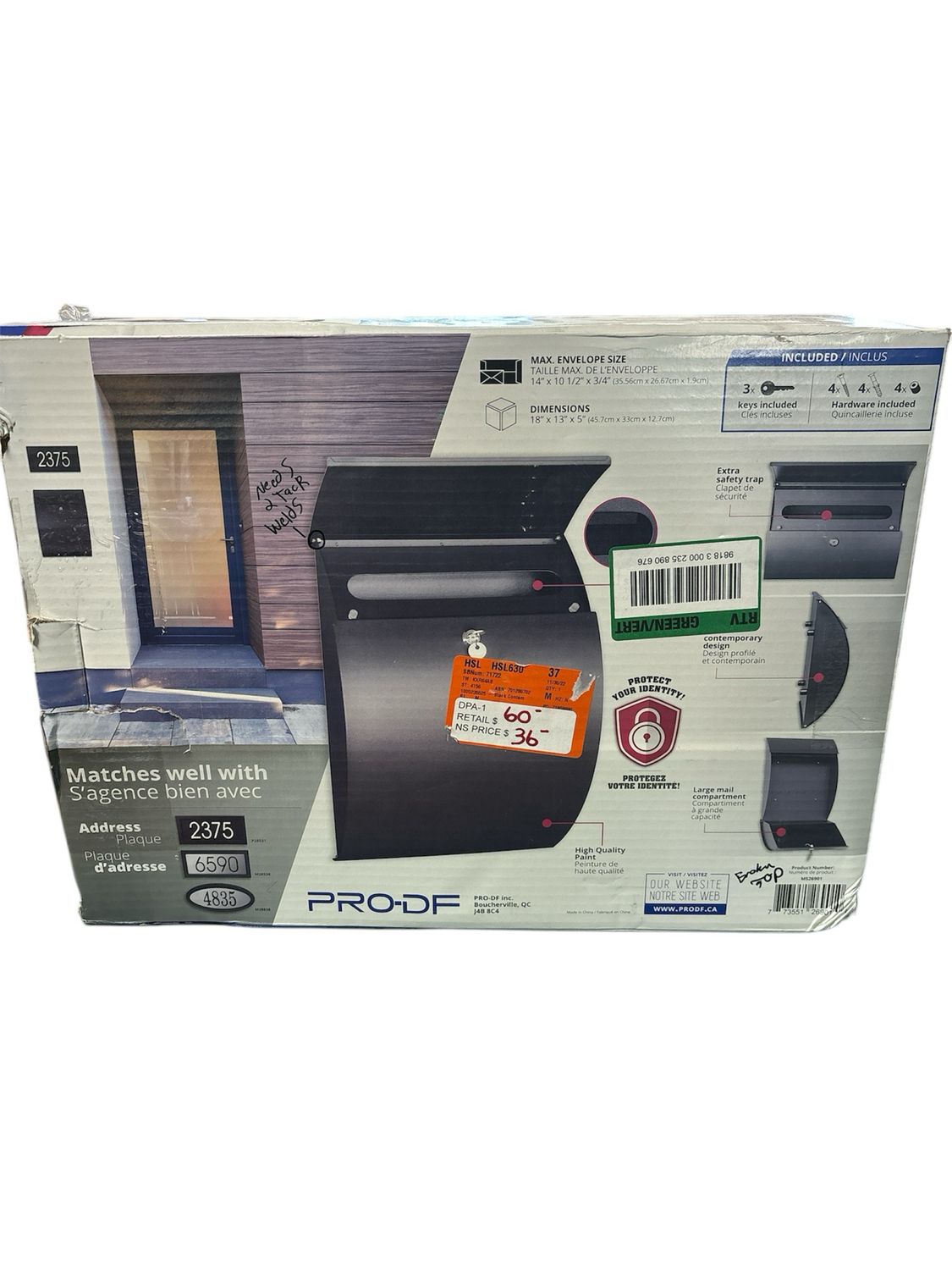 Black Contemporary Locking Mailbox MS26901