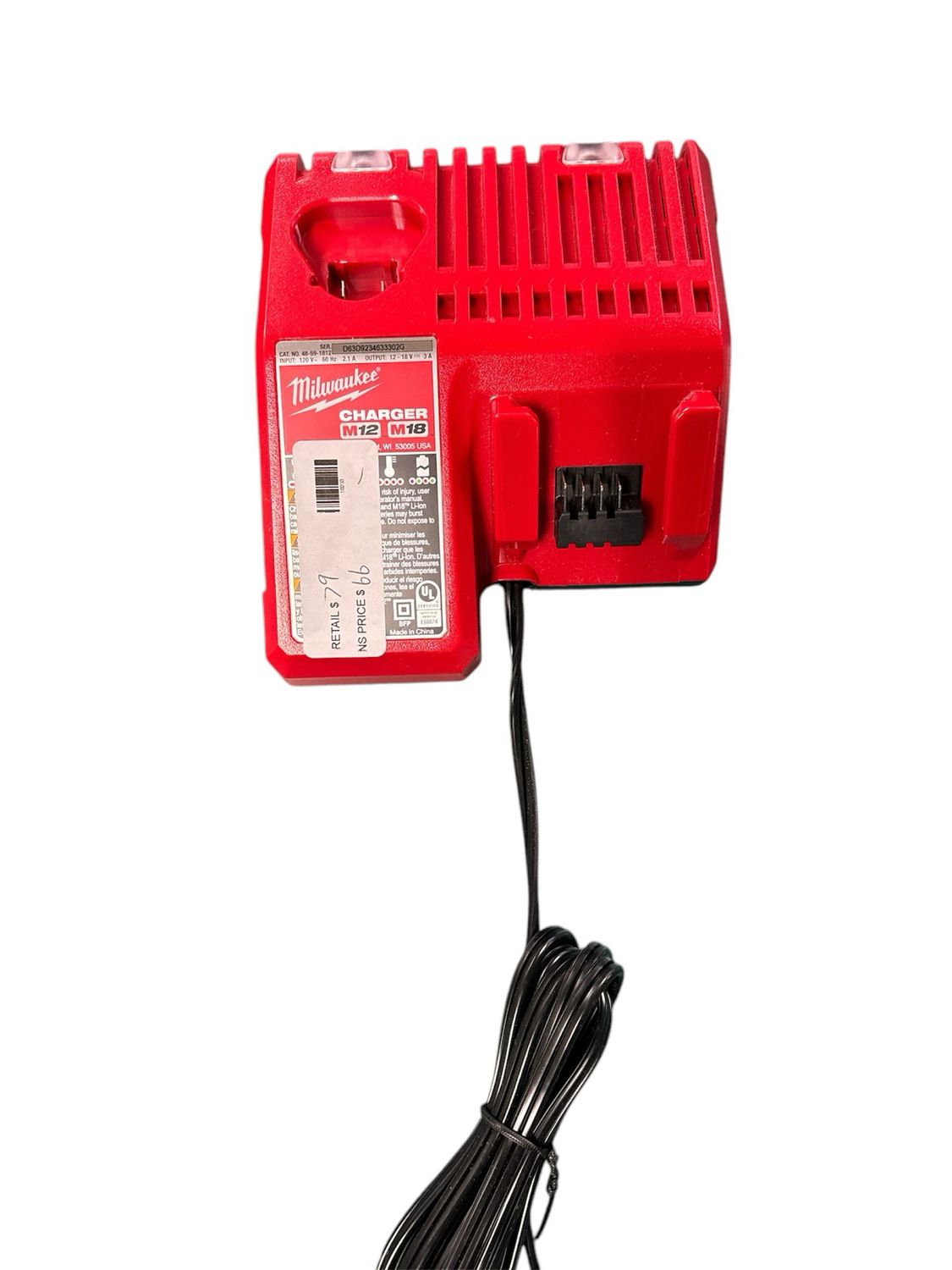 Milwaukee M12 and M18 12-Volt/18-Volt Lithium-Ion Multi-Voltage Battery Charger 48-59-1812 .. .