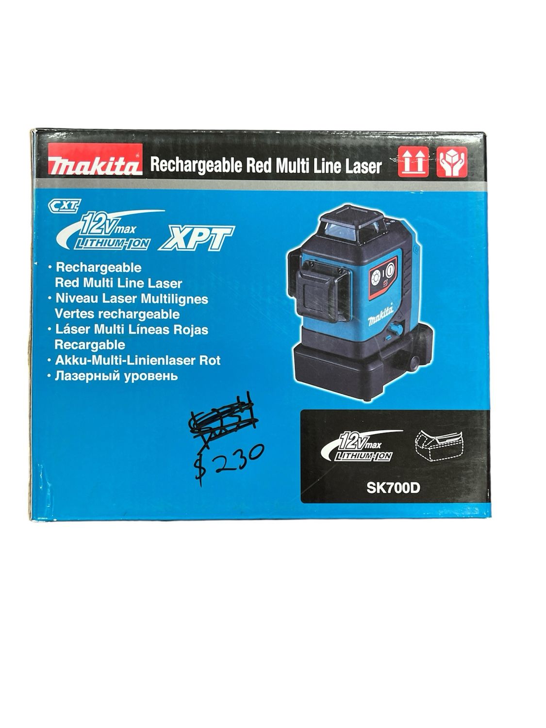 Makita  12V max CXT Lithium-Ion Cordless Self-Leveling 360-Degree 3-Plane Red Laser Level (Tool Only) SK700D