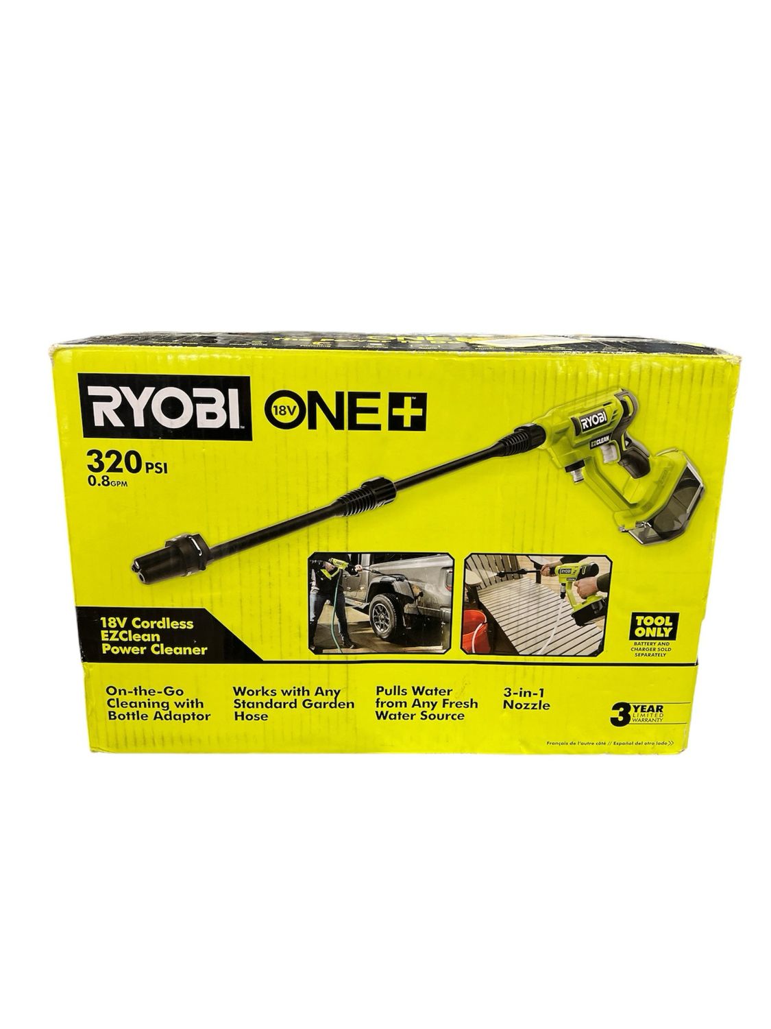 Ryobi ONE+ 18V EZClean 320 PSI 0.8 GPM Cordless Battery Cold Water Power Cleaner (Tool Only) RY120350 ...
