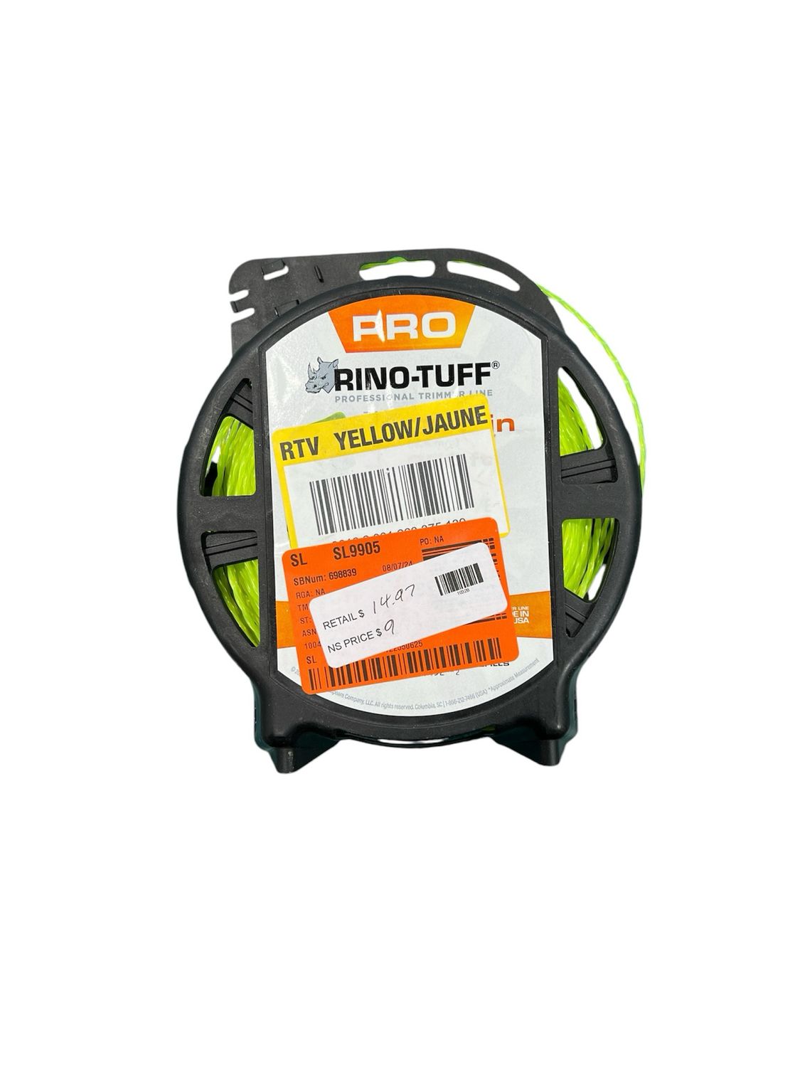 Rino-Tuff Universal Fit .095 in. x 250 ft. Pro Twisted Line for Gas and Select Cordless String Grass Trimmer/Lawn Edger 17452 ...