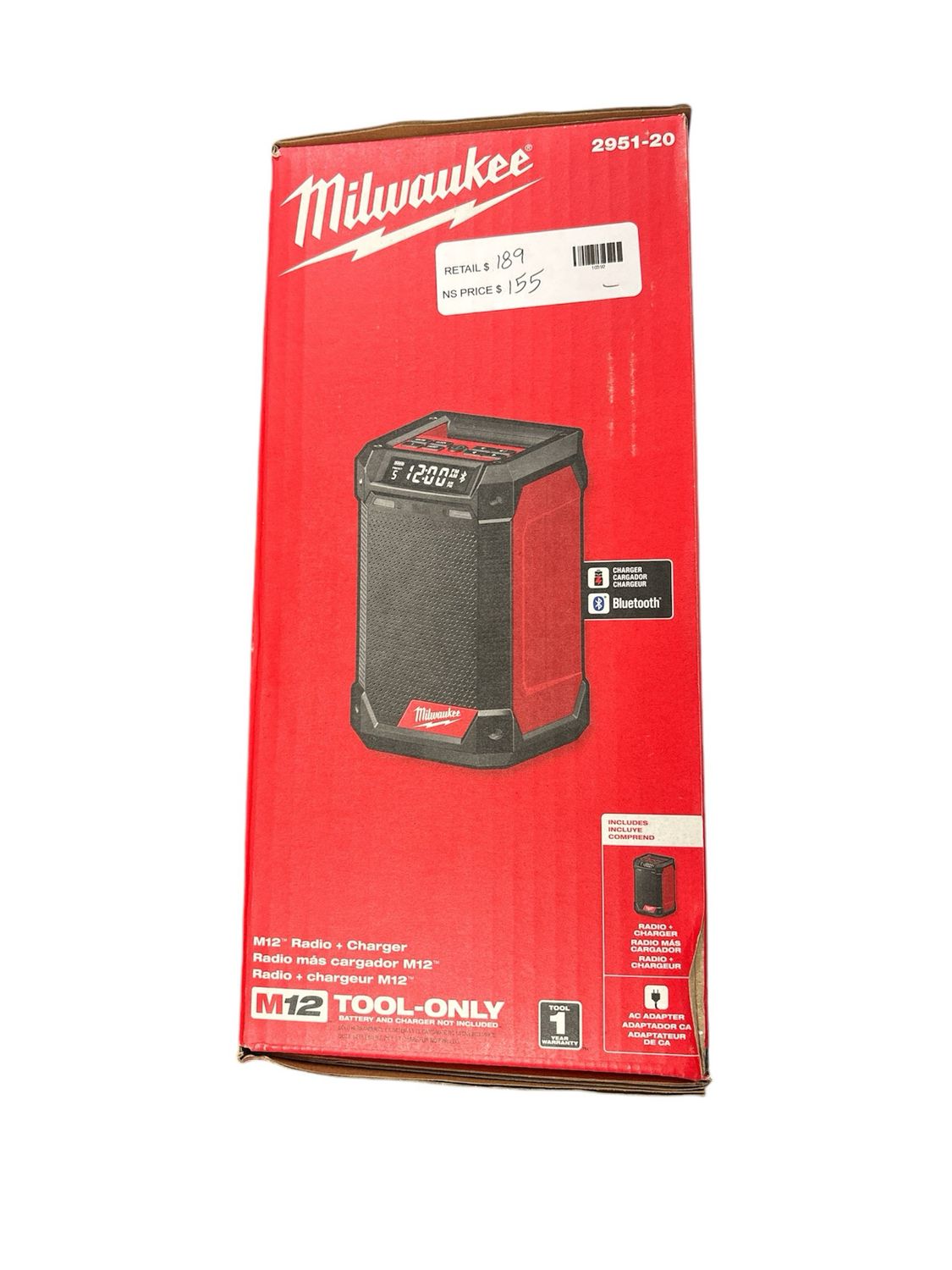 Milwaukee M12 12-Volt Lithium-Ion Cordless Bluetooth/AM/FM Jobsite Radio with Charger 2951-20