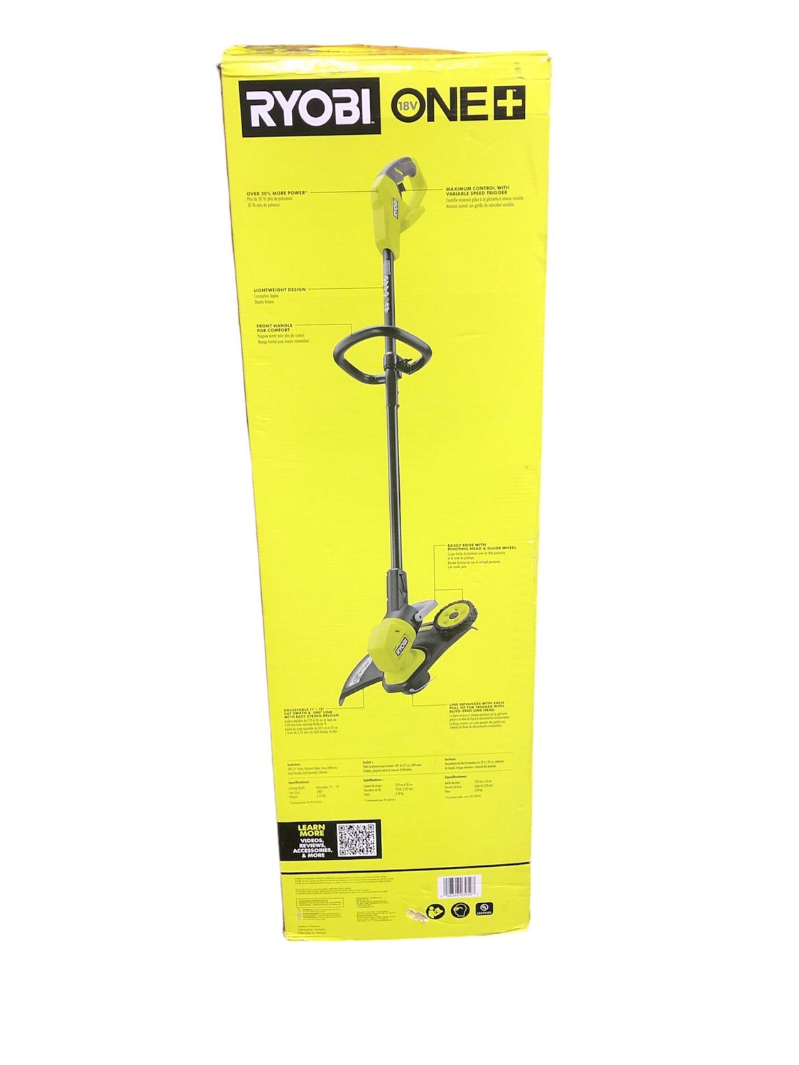 RYOBI ONE+ 18V 13 in. Cordless Battery String Trimmer/Edger (Tool Only) P20018BTL . . .