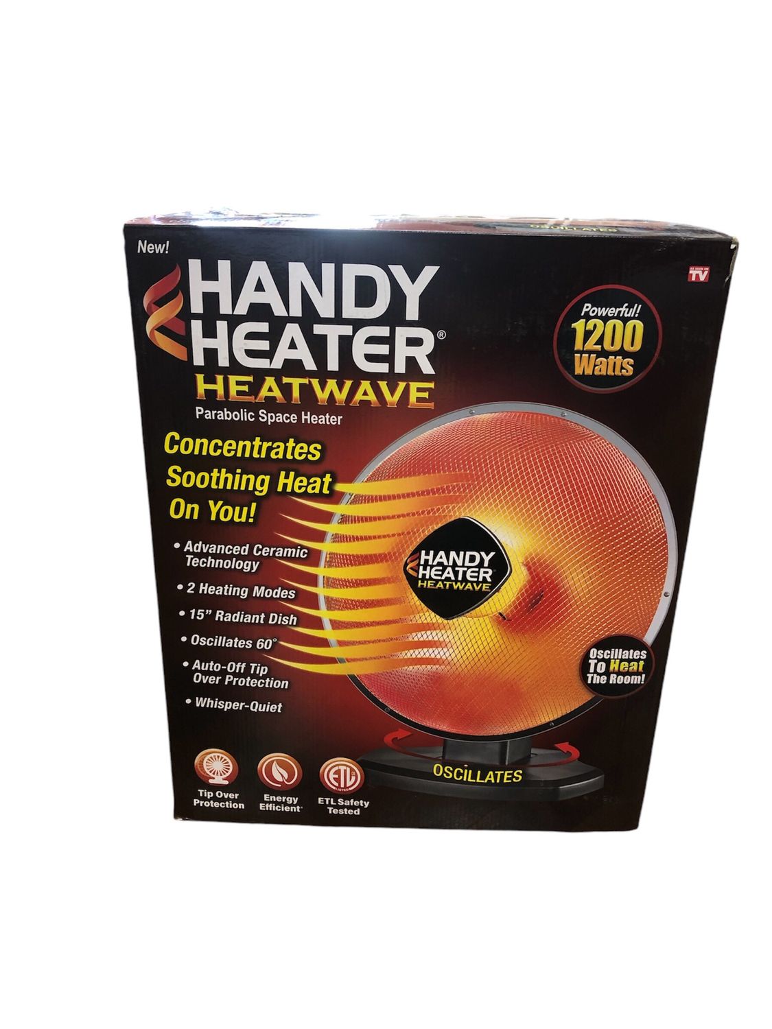 HANDY HEATER 1200-Watt Electric Oscillating Ceramic Parabolic Space Heater HEATPO-MC1