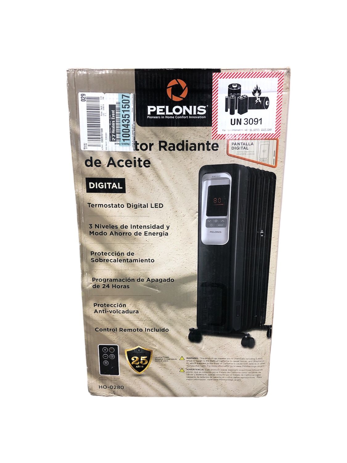 Pelonis 1,500-Watt Digital Electric Oil-Filled Radiant Portable Space Heater HO-0280