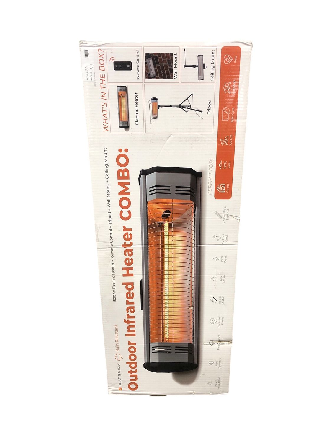 Heat Storm Tradesman 1500-Watt Electric Outdoor Infrared Quartz Portable Space Heater with Tripod, Wall and Ceiling Mount HS-1500-OTR-TRI