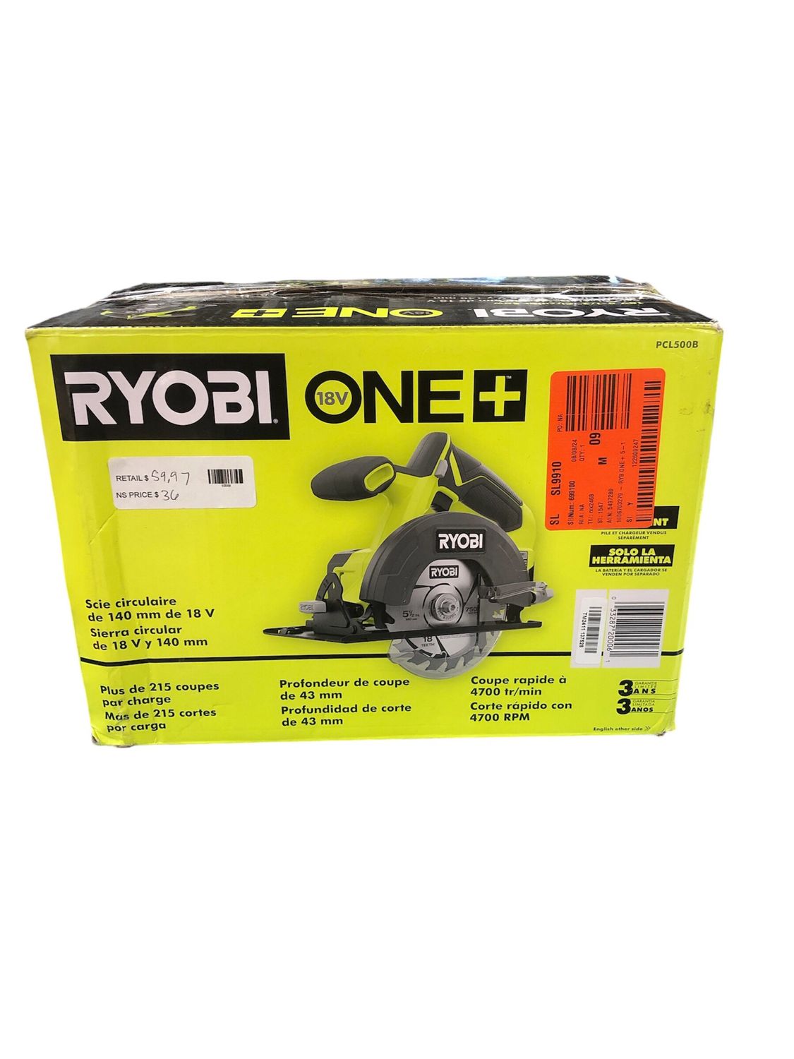 RYOBI ONE+ 18V Cordless 5 1/2 in. Circular Saw (Tool Only) PCL500B . . .