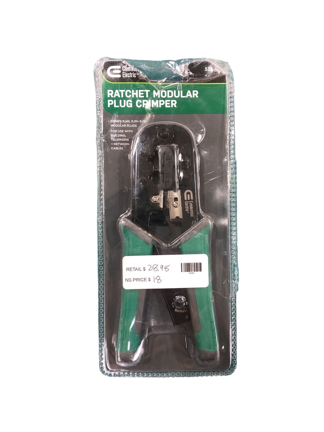 Commercial Electric Ratchet Modular Plug Crimper CE70806 . .