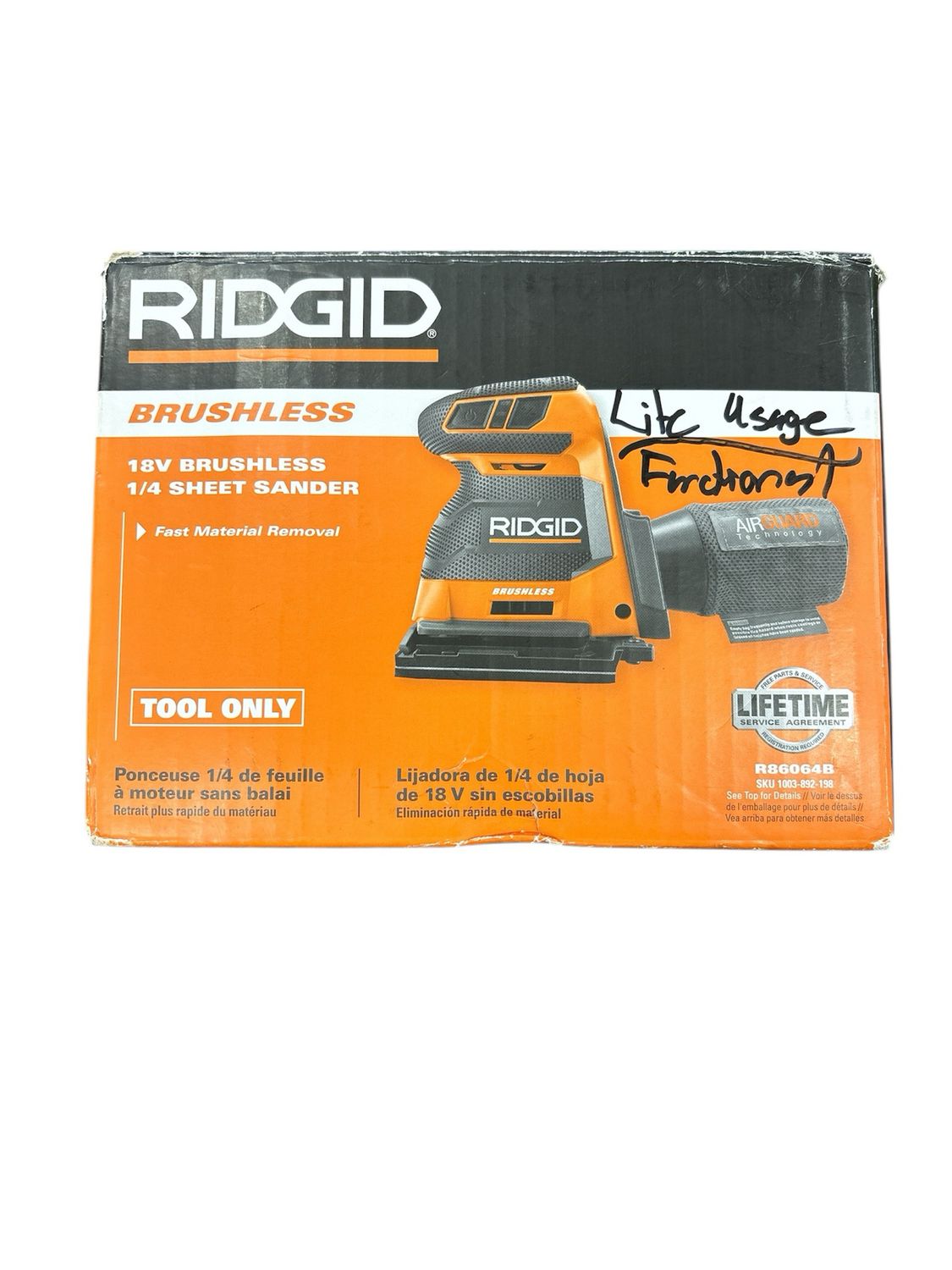 RIDGID 18V OCTANE Brushless Cordless 3-Speed 1/4 Sheet Sander R86064B .. .