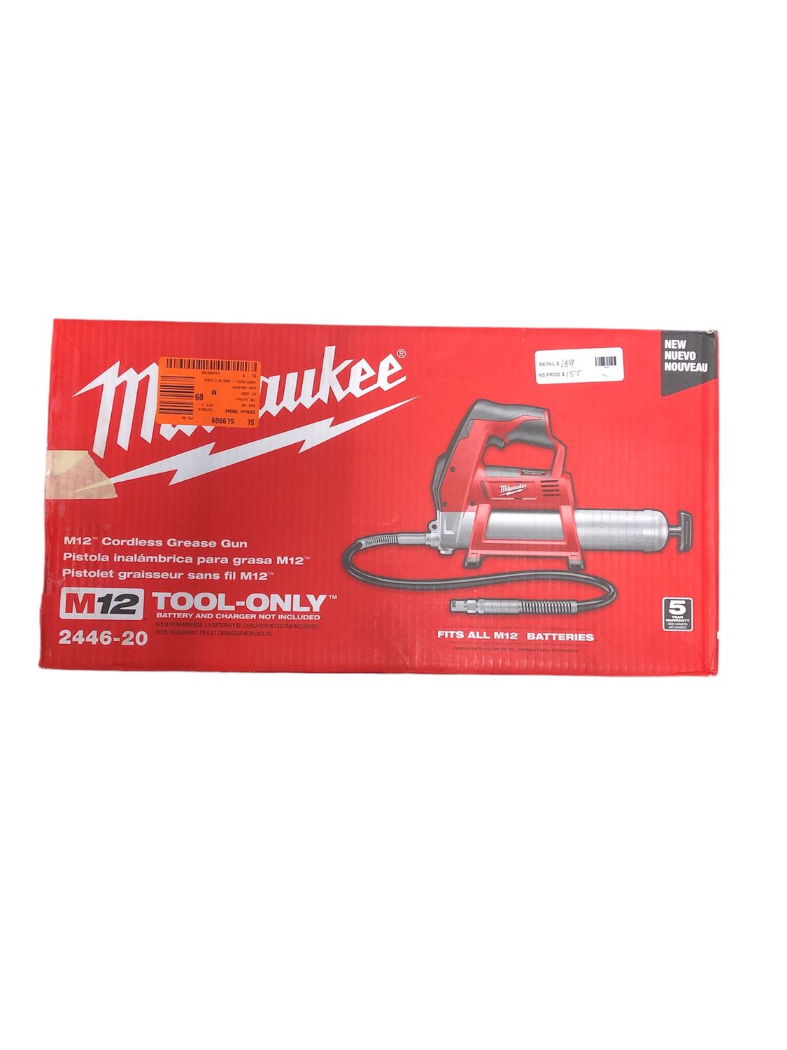 Milwaukee M12 12V Lithium-Ion Cordless Grease Gun (Tool-Only) 2446-20