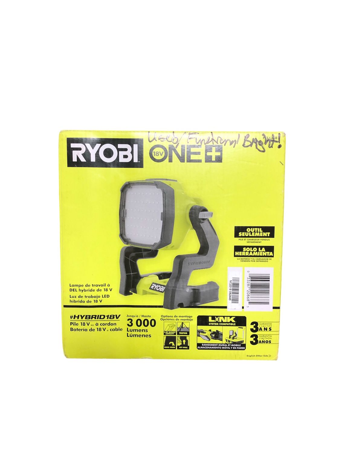 Ryobi ONE+ 18V Hybrid LED Work Light (Tool Only) PCL633B ..