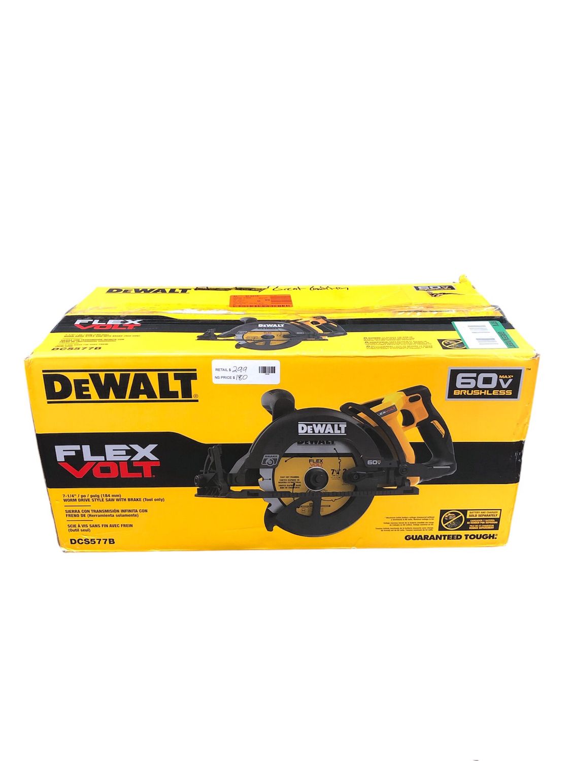 Dewalt FLEXVOLT 60V MAX Cordless Brushless 7-1/4 in. Wormdrive Style Circular Saw (Tool Only) DCS577B