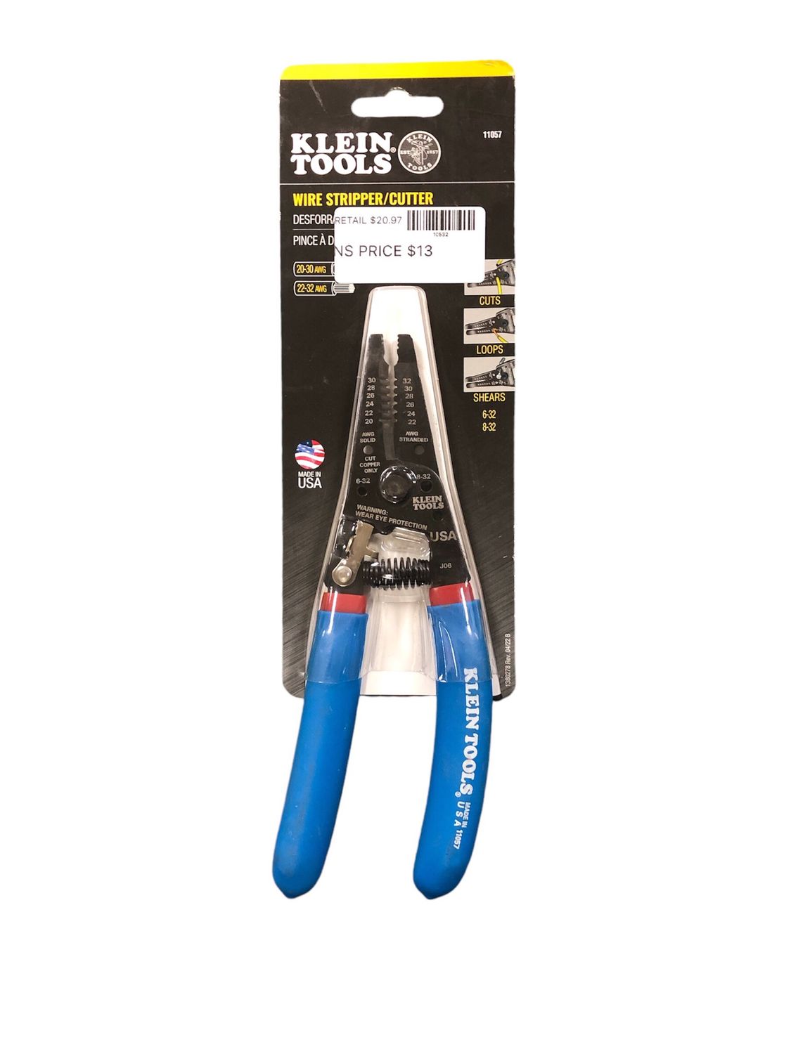 Klein Tools Klein-Kurve Wire Stripper and Cutter 20-30 AWG Solid, 22-32 AWG Stranded 11057