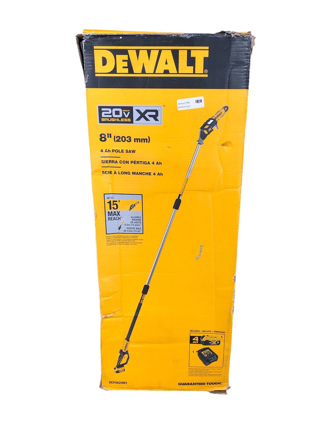 Dewalt 20V MAX 8in. Brushless Cordless Battery Powered Pole Saw (Tool Only) DCPS620B