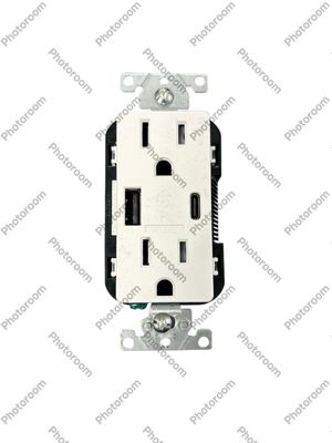 Leviton 15 Amp Decora Tamper-Resistant Duplex Outlet with Type A and C USB Charger, White