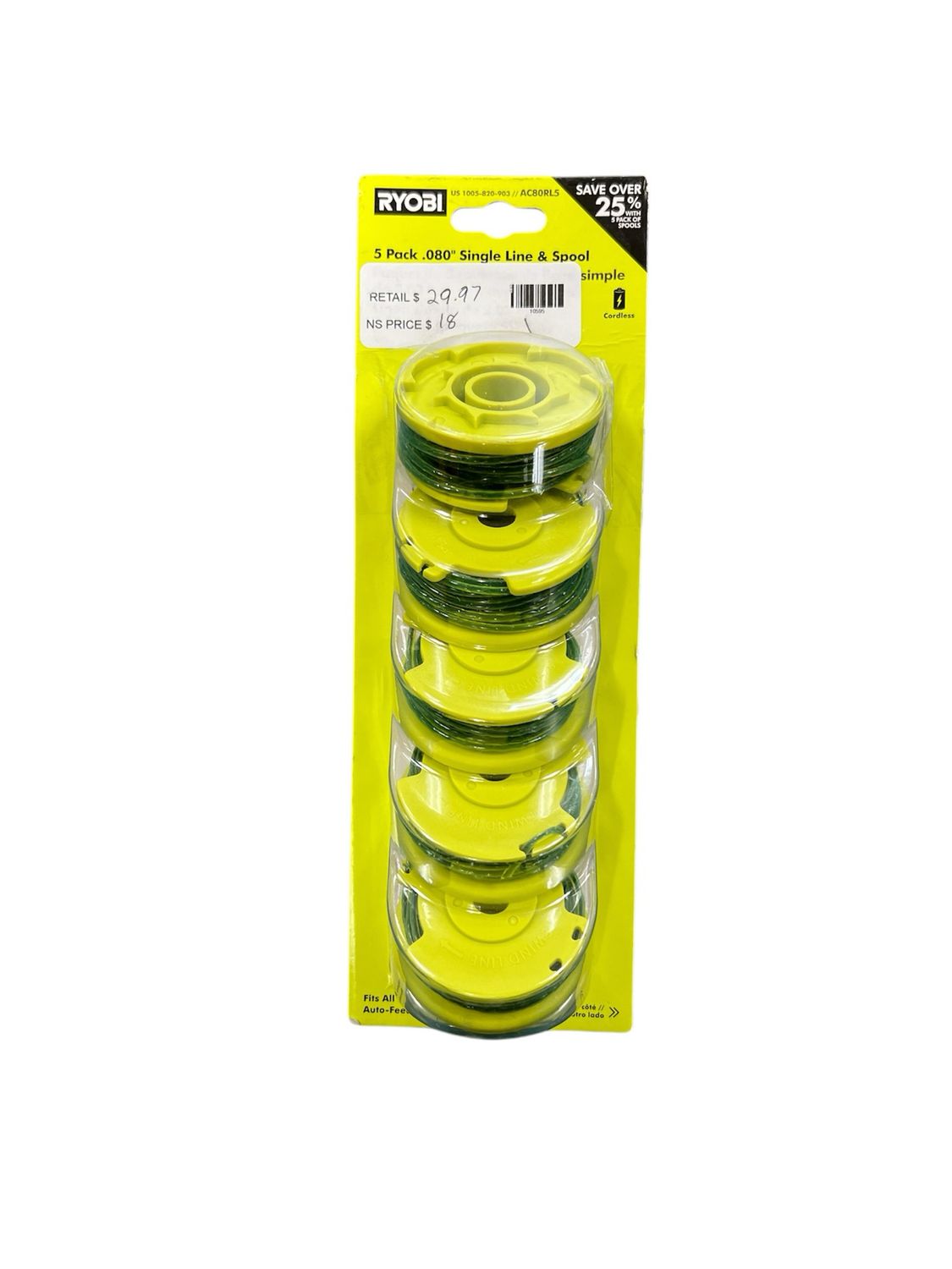 Ryobi 0.080 in. Replacement Auto-Feed Line Spools (5-Pack) AC80RL5 .