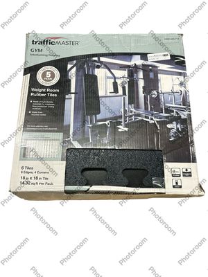 TrafficMaster Black 18 in. W x 18 in. L x 0.3 in. Thick Rubber Exercise\Gym Flooring Tiles (6 Tiles\Case) (14.3 sq. ft.) 58298