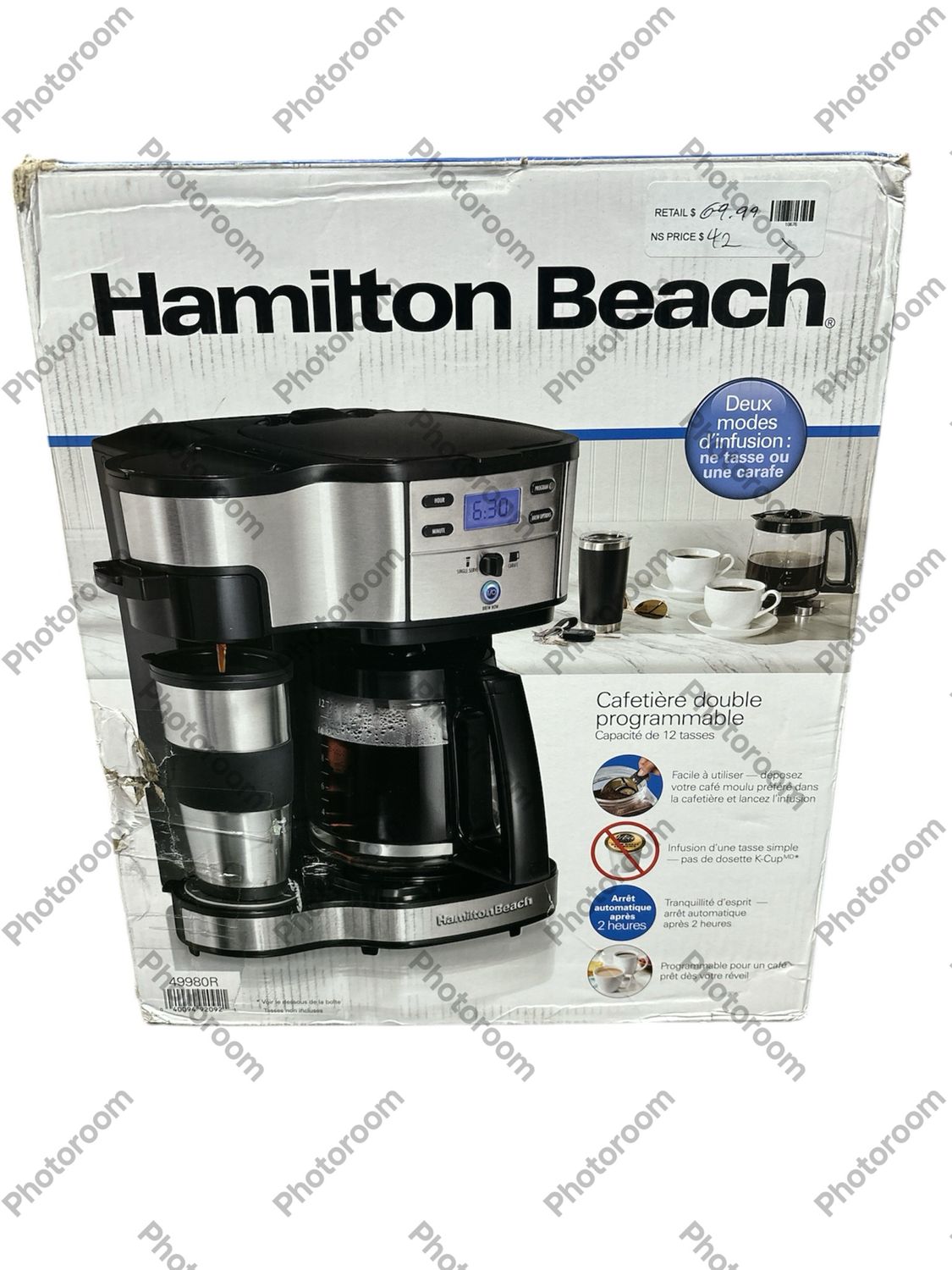Hamilton Beach 12-Cup Black and Stainless Steel 2-Way Programmable Drip Coffee Maker 49980R