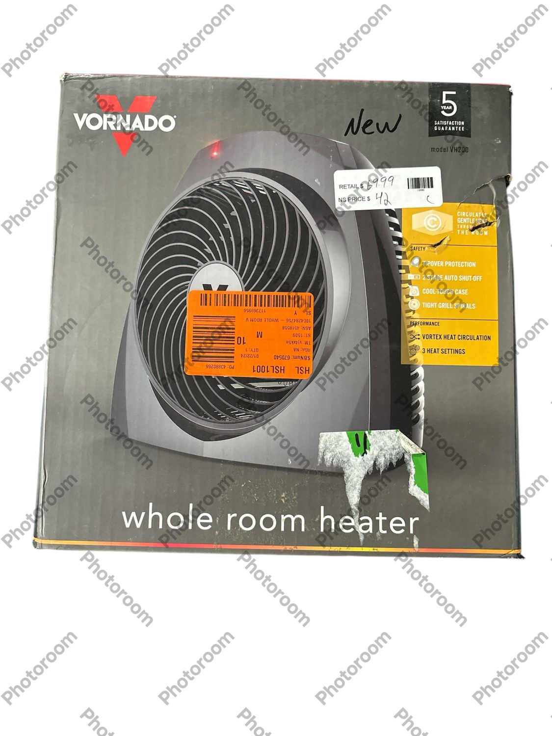 Vornado VH200 1500-Watt Electric Portable Space Heater, Whole Room Vortex Heat Circulation, Charcoal EH1-0092-114 .