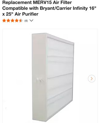 Replacement MERV15 Air Filter Compatible with Bryant/Carrier Infinity 16&quot; x 25&quot; Air Purifier DPGAPCCCAR1625AM