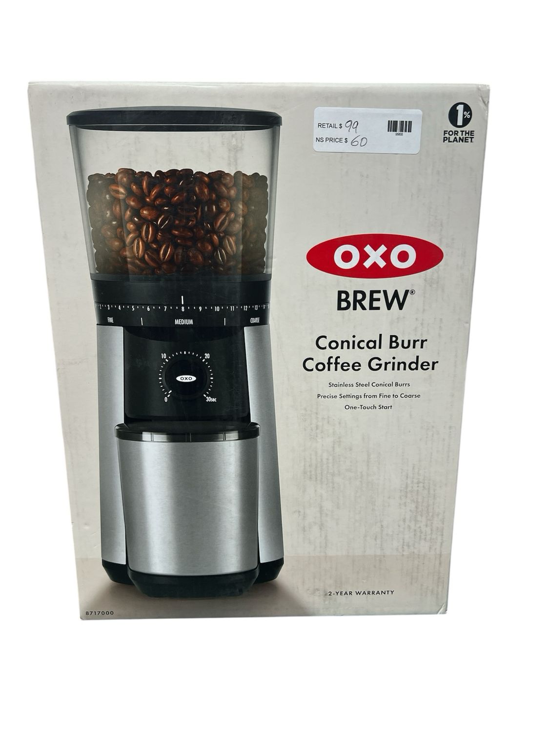 OXO Brew 16 oz. Stainless Steel Conical Coffee Grinder with Adjustable Settings 8717000