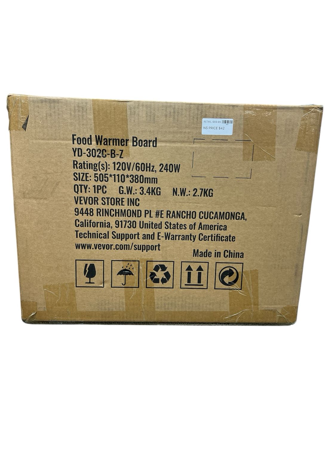 Vevor Electric Warming Tray 18.9 in. x 10.2 in. Portable Cold Rolled Sheet Heating Tray with Temperature Control, White CBJRG480260MMYYPPV1