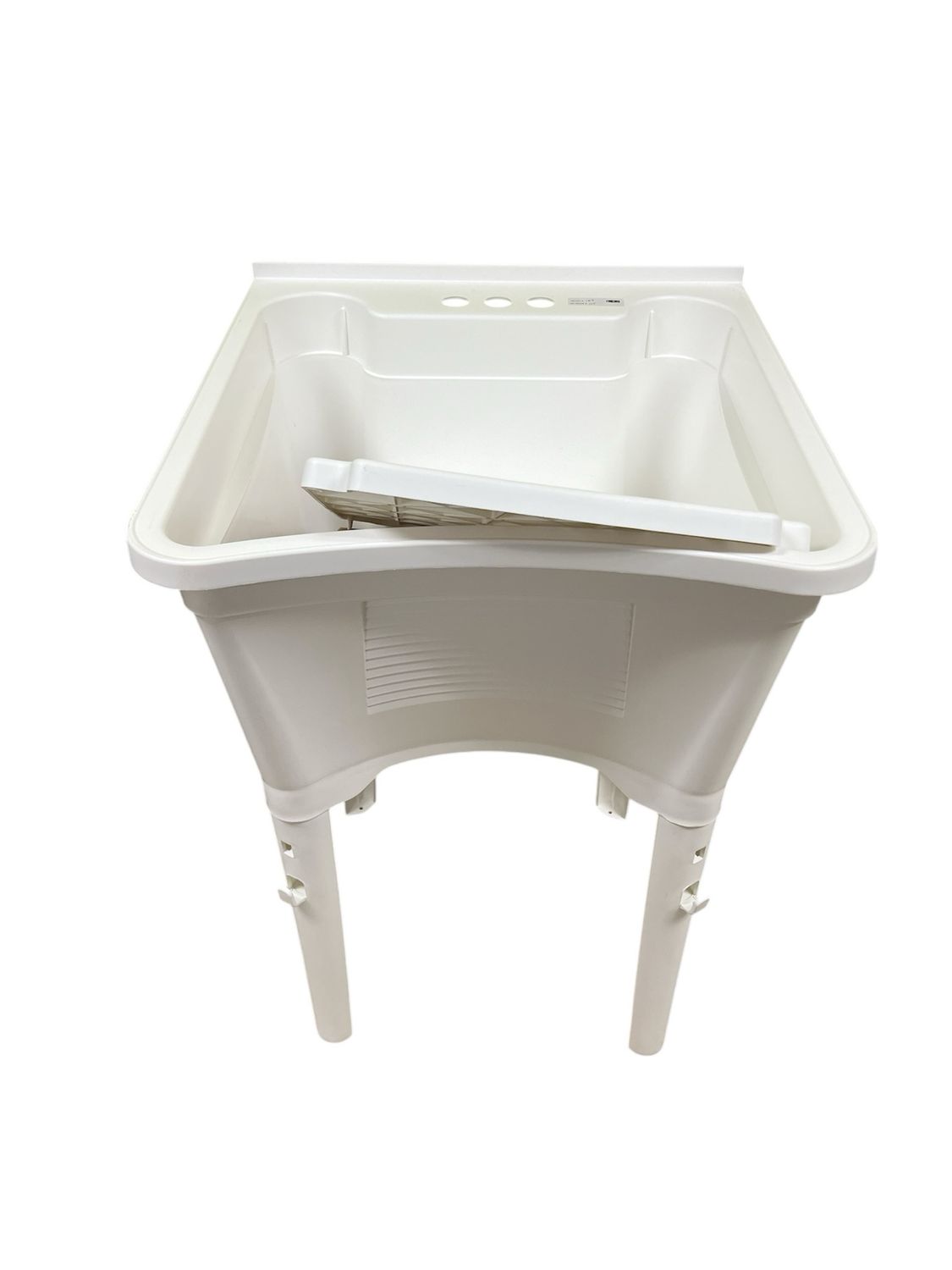 Glacier Bay 24 in. W x 14 in. D x 24 in. L Freestanding Laundry Sink in White with Pull-Out Faucet in Chrome LT2007WWHD