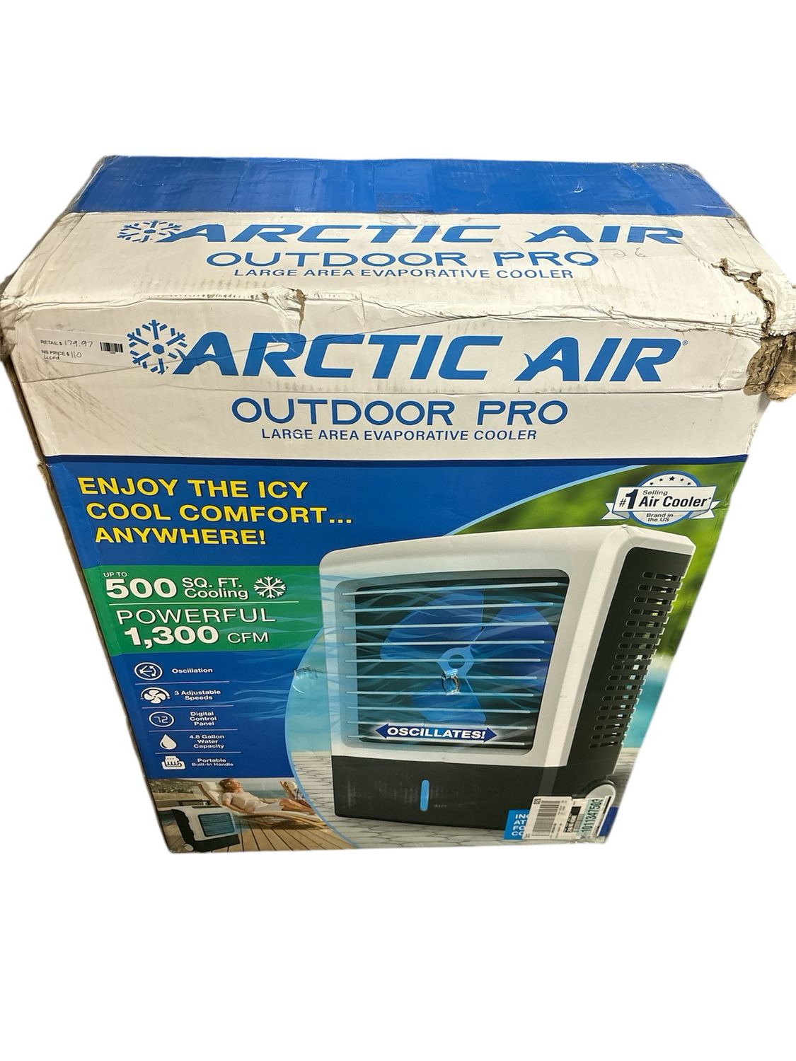 Arctic Air 1300 CFM 3-Speed Settings Portable Evaporative Air Cooler with up to 500 sq. ft. Cooling AAOUTP-MC1 .