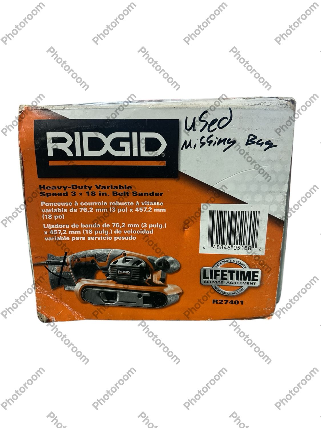 RIDGID 6.5 Amp Corded 3 in.W x 18 in.L Heavy-Duty Variable Speed Belt Sander with AIRGUARD Technology R27401  .