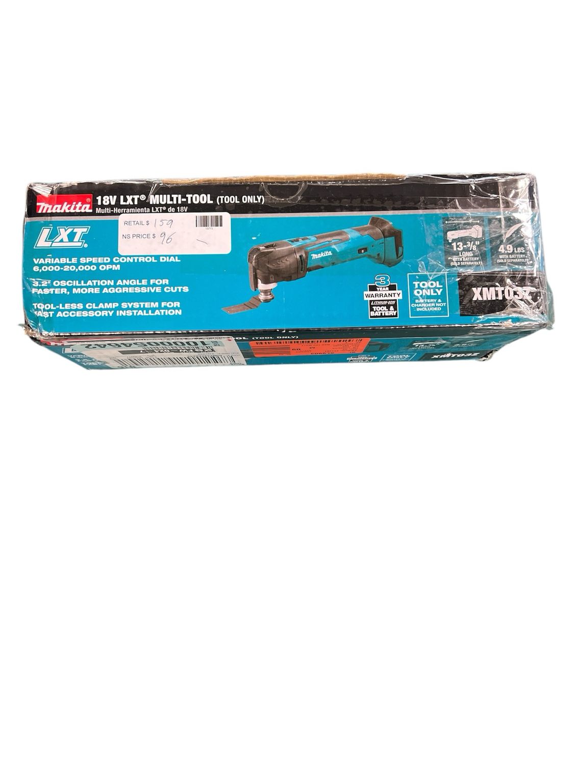 Makita 18V LXT Lithium-Ion Cordless Variable Speed Oscillating Multi-Tool (Tool-Only) With Blade and Accessory Adapters XMT03Z