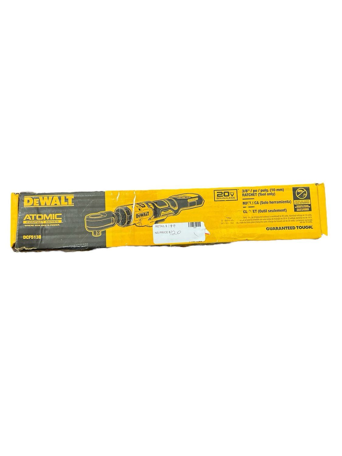 Dewalt ATOMIC 20V MAX Cordless 3/8 in. Ratchet (Tool Only) DCF513B New