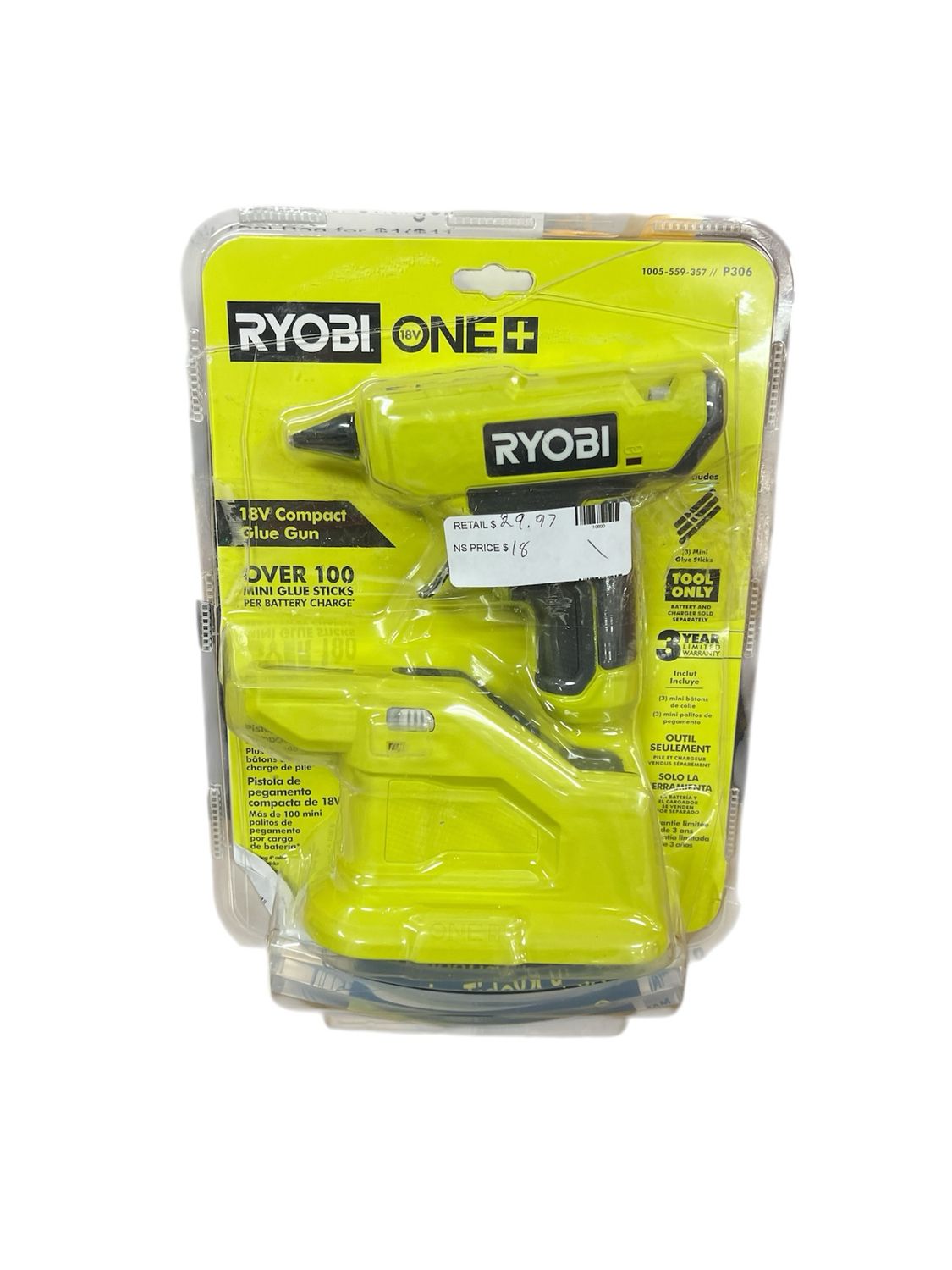 Ryobi ONE+ 18V Cordless Compact Glue Gun (Tool Only) P306