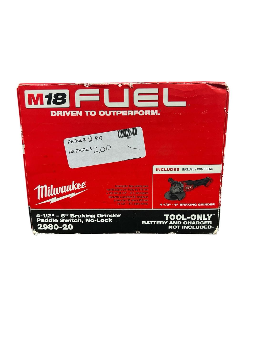 Milwaukee M18 FUEL 18V Lithium-Ion Brushless Cordless 4-1/2 in./6 in. Braking Grinder with Paddle Switch (Tool-Only) 2980-20 New