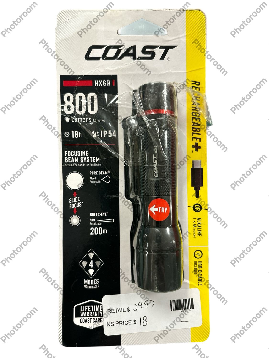 Coast HX6R 800 Lumens LED Rechargeable Flashlight 31065