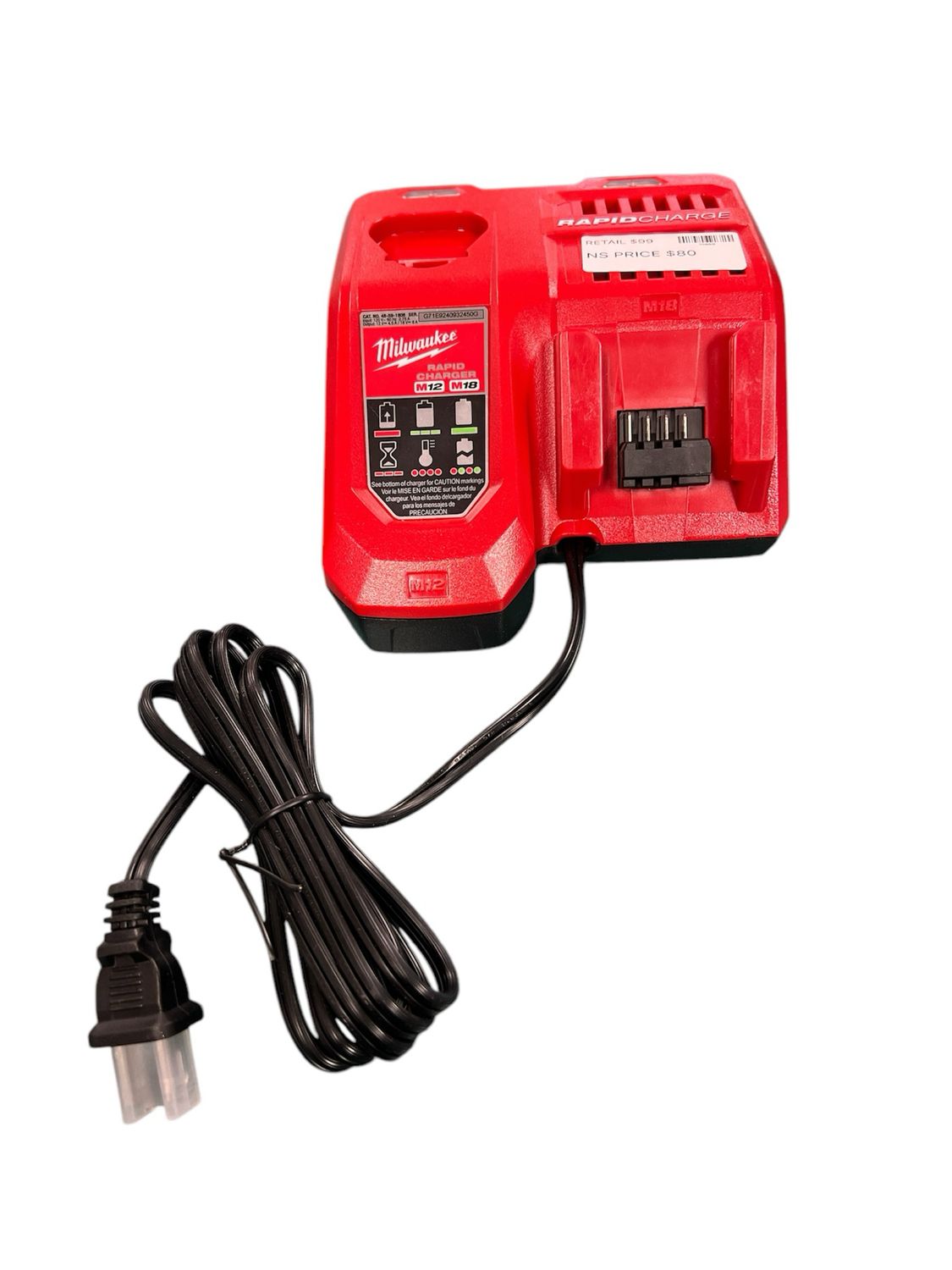 Milwaukee M12 and M18 12-Volt/18-Volt Lithium-Ion Multi-Voltage Rapid Battery Charger 48-59-1808 New