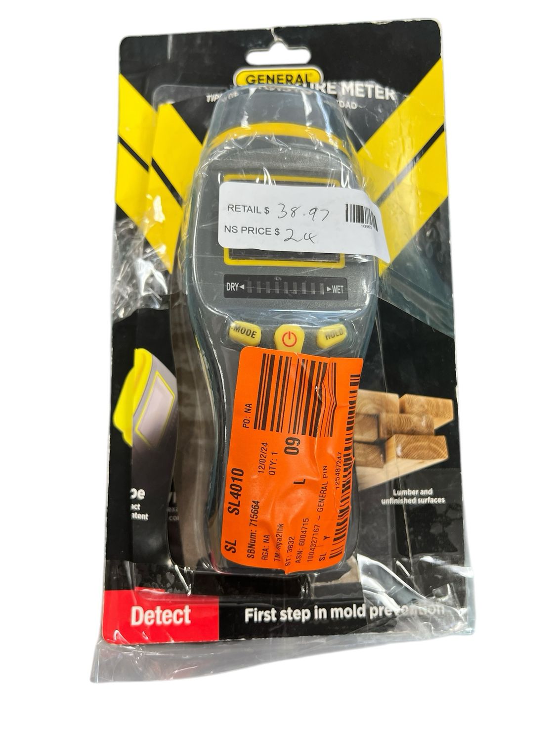 General Tools Pin Type Digital Moisture Meter for Water Damage and Mold Prevention MM7