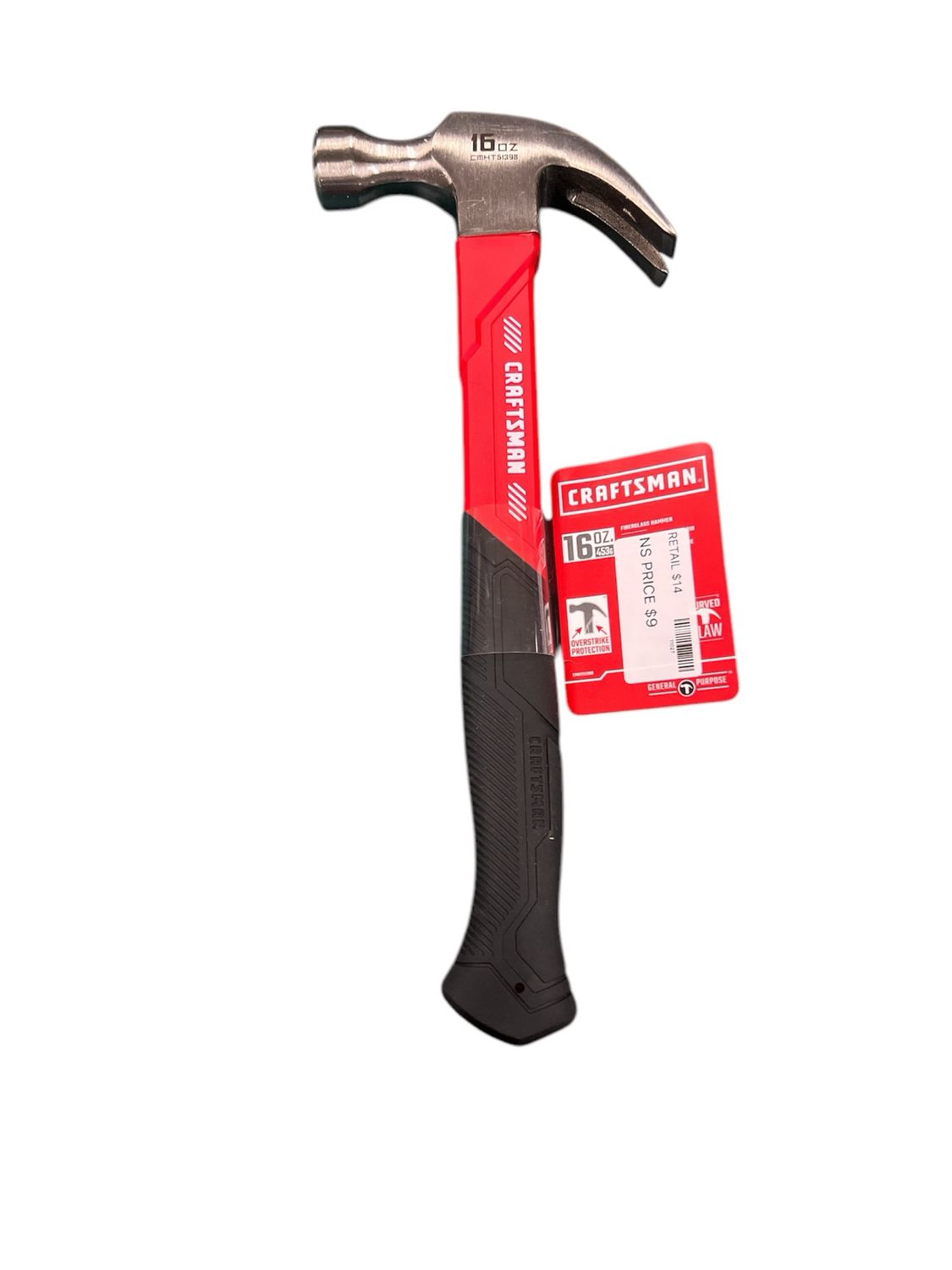 CRAFTSMAN Hammer, Fiberglass, 16 oz. (CMHT51398) New