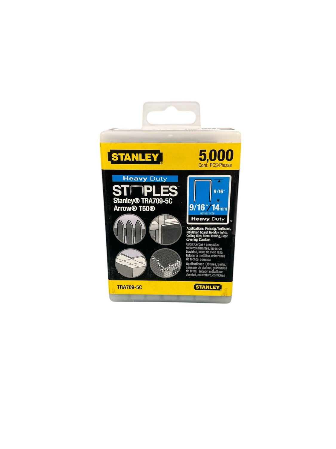 Stanley® TRA709-5C Heavy Duty Narrow Crown Staples, 9/16 in Leg Length, 27/64 in Crown Width, Galvanized Steel