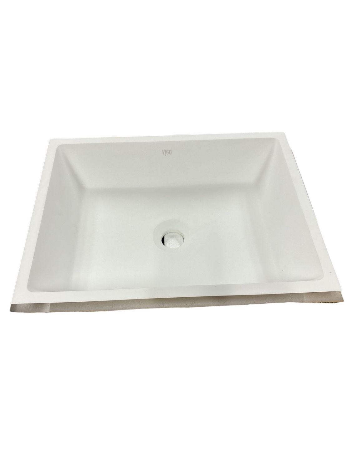 VIGO Vinca Modern White Matte Stone 18 in. L x 14 in. W x 5 in. H Rectangular Vessel Bathroom Sink VG04007