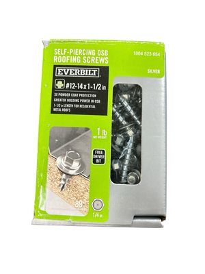 Everbilt #12 x 1-1/2 in. OSB Self Drilling Clear Roofing Screw 1 lb.-Box (89-Piece) 116167